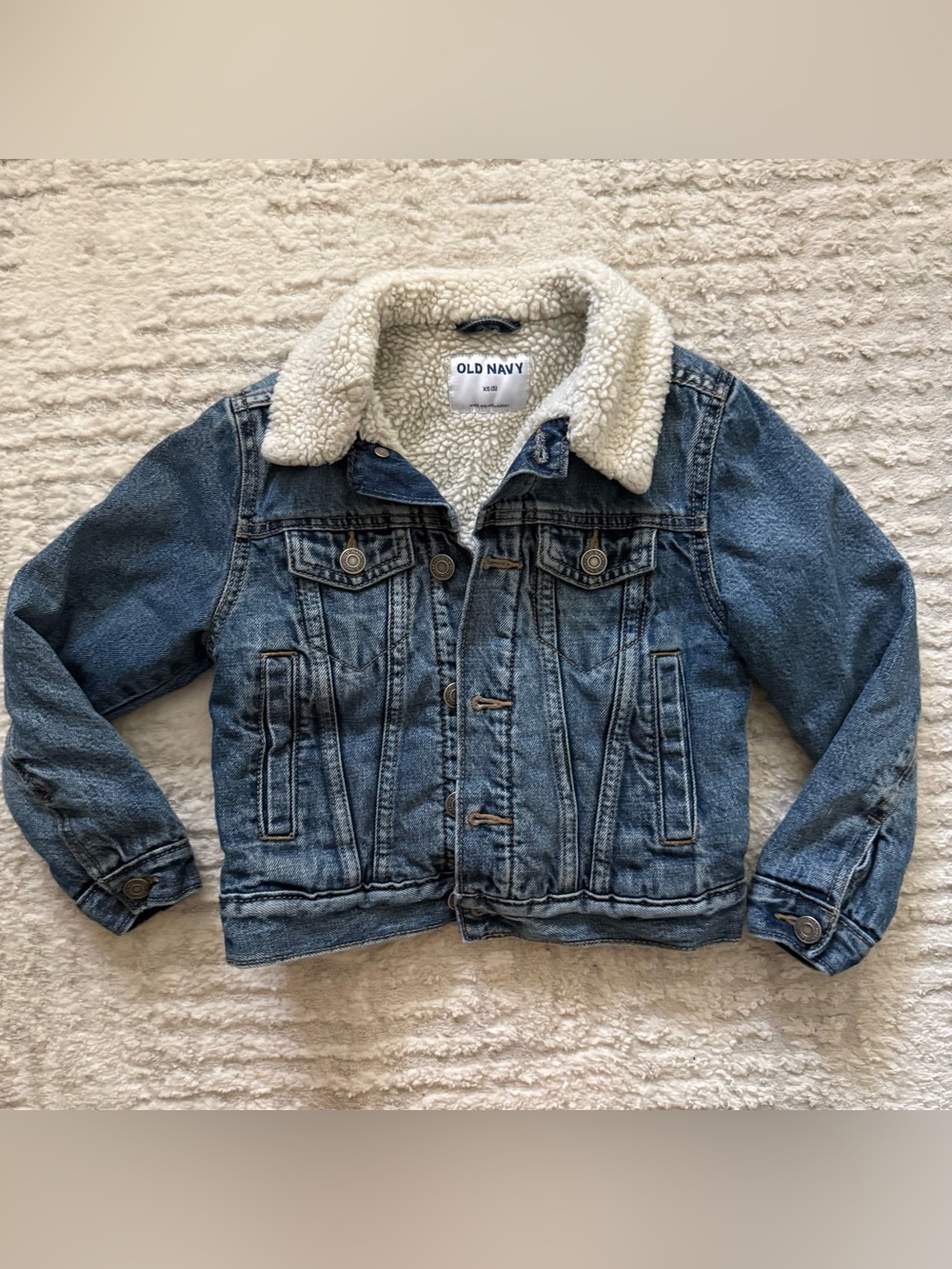 Old Navy Kids' Blue Denim Sherpa-Lined Jacket